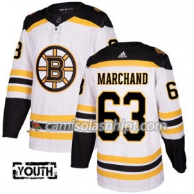 Camisola Boston Bruins Brad Marchand 63 Adidas 2017-2018 Branco Authentic - Criança